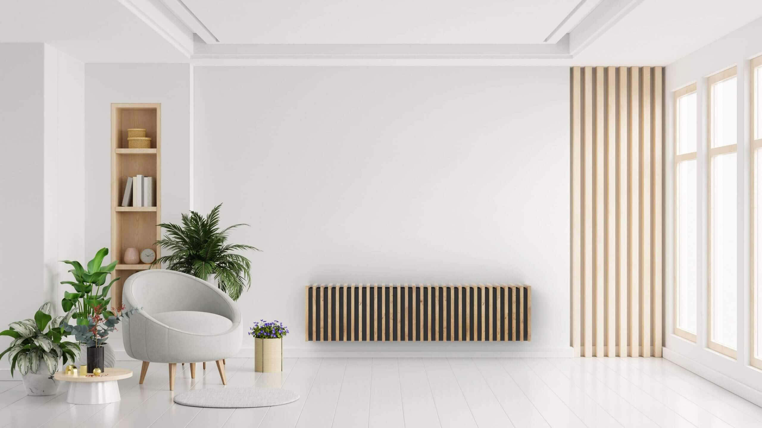 Wandkonvektor Noemi – Schwarz / Eichenlamellen – Bild 4